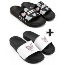 Kit 2 Pares Chinelo Slide Feminino Confortável Leve Macio Antiderrapante para Dia a Dia Praia Piscina
