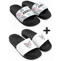 Kit 2 Pares Chinelo Slide Feminino Confortável Leve Macio Antiderrapante para Dia a Dia Praia Piscina
