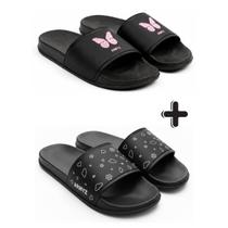 Kit 2 Pares Chinelo Slide Feminino Confortável Leve Macio Antiderrapante para Dia a Dia Praia Piscina