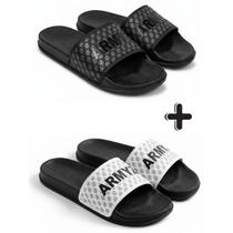 Kit 2 Pares Chinelo Slide Unissex Casual Confortável Leve Macio para Passeio Praia Piscina