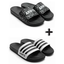 Kit 2 Pares Chinelo Slide Unissex Casual Confortável Leve Macio para Passeio Praia Piscina