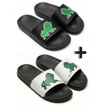 Kit 2 Pares Chinelo Slide Unissex Casual Confortável Leve Macio para Passeio Praia Piscina