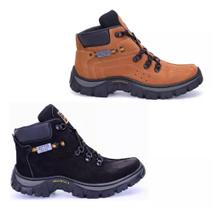 Kit 2 Pares Coturno Tenis Couro Tamanhos Especiais Masculino Adventure Trilha