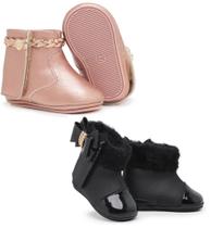 Kit 2 Pares De Botinha Feminina Infantil Menina Primeiros Passos