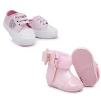 Kit 2 Pares De Botinha Feminina Infantil Menina Primeiros Passos