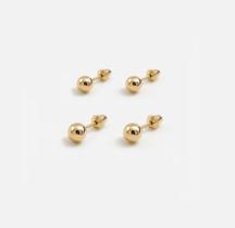 Kit 2 pares de Brincos de Ouro 18k de 3 e 4mm bebê, Infantil, 2º Furo Kit 2 pares de Brincos de Ouro 18k de 3 e 4mm bebê, Infantil, 2º Furo