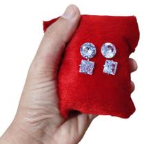 Kit 2 pares de brincos grande aço inox brilho eterno ponto de luz zircônia brinco masculino feminino Kit 2 pares de brincos grande aço inox brilho eterno ponto de luz zircônia brinco masculino feminino