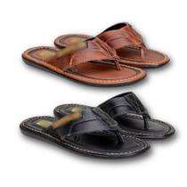 Kit 2 Pares De Chinelo Masculino Em Couro Legitimo Solado Antiderrapante Macio Leve Confotável