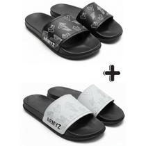 Kit 2 Pares de Chinelo Slide Conforto Total Unissex Material Flexível, Secagem Rápida e Solado Seguro