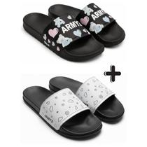 Kit 2 Pares de Chinelo Slide Feminino Fashion Moderno com Ajuste Perfeito e Muito Conforto