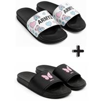 Kit 2 Pares de Chinelo Slide Feminino Fashion Moderno com Ajuste Perfeito e Muito Conforto