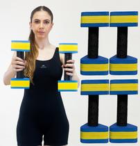 Kit 2 Pares de Halteres Hidroginástica Em EVA 1 A 2 Kg DF4011-AZ Azul/Amarelo Dafoca Sports