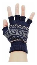 Kit 2 Pares De Luvas Preta Lã Sem Dedo Unissex Tamanho Único Azul Escuro Kit 2 Pares De Luvas Preta Lã Sem Dedo Unissex Tamanho Único Azul Escuro