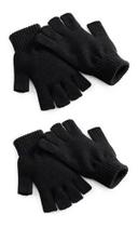 Kit 2 Pares De Luvas Preta Lã Sem Dedo Unissex Tamanho Único Preto Kit 2 Pares De Luvas Preta Lã Sem Dedo Unissex Tamanho Único Preto