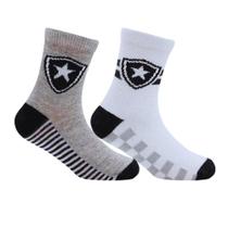 Kit 2 Pares de Meia Bebê Botafogo Branca e Cinza Oficial
