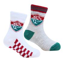 Kit 2 Pares de Meia Bebê Fluminense Branca e Cinza Oficial Kit 2 Pares de Meia Bebê Fluminense Branca e Cinza Oficial
