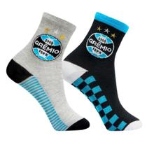 Kit 2 Pares de Meia Bebê Grêmio Cinza e Preto