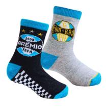 Kit 2 Pares de Meia Bebê Grêmio Preto e Cinza Kit 2 Pares de Meia Bebê Grêmio Preto e Cinza