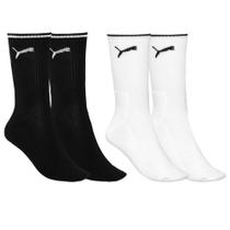 Kit 2 Pares de Meia Puma Esportiva Cano Longo Masculina - Preto e Branco