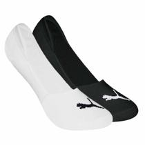 Kit 2 Pares de Meia Puma Sapatilha Invisível Feminina - Branco e Preto