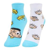 Kit 2 Pares de Meia Soquete Turma da Mônica 27 ao 30 Infantil Cia da Meia