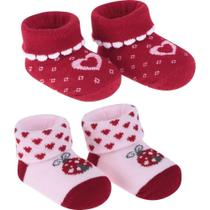 Kit 2 Pares De Meias Bebê Rn Pimpolho Meninas 8749
