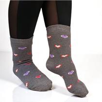 Kit 2 Pares de Meias Feminina Inverno Grossa Macia Cano Alto