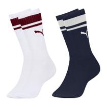 Kit 2 Pares de Meias Puma Cano Longo Esportiva Masculina