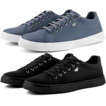 Kit 2 Pares de Sapatenis Masculino Skate Cotidiano Casual Tenis Confortável Dia a Dia