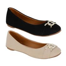 Kit 2 Pares De Sapatilha Bico Redondo Feminina Casual Macia Confortável Preto e Bege