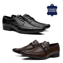 Kit 2 Pares de Sapato Social Masculino em Couro