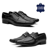 Kit 2 Pares de Sapato Social Masculino em Couro