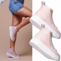 Kit 2 Pares De Tênis Feminino Plataforma Rosa Para Um Visual Moderno E Urbano, Garantindo Conforto Em Dobro.