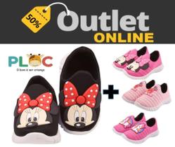 Kit 2 pares de tênis infantil calce fácil p01 minnie preto+ par adicional a escolher