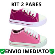 Kit 2 Pares De Tênis Infantil Menina e Menino Star Cano Baixo Antiderrapante