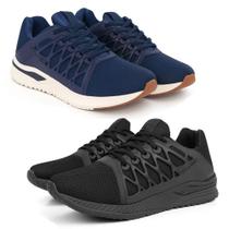 Kit 2 Pares de Tênis Masculino Esportivo Leve e Confortável para Caminhada