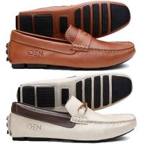 Kit 2 Pares Drive Mocassim Masculino Em Couro