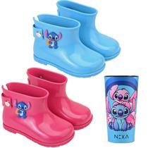 Kit 2 Pares Galocha Bota Impermeável Com Copo Infantil
