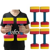 Kit 2 Pares Halteres Aquáticos Hidroginástica em EVA DF1104-AM 1 à 2kg Amarelo e Vermelho Dafoca Sports