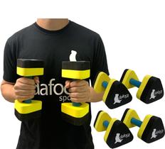 Kit 2 Pares Halteres Hidroginástica em EVA 1 à 2kg DF1104-P Preto/Amarelo Dafoca Sports