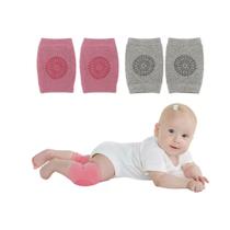 Kit 2 Pares Joelheiras Antiderrapantes Cinza e Rosa - Buba Kit 2 Pares Joelheiras Antiderrapantes Cinza e Rosa - Buba