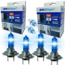 Kit 2 pares lâmpadas h7 super branca shocklight + par lâmpadas led t10 pingão farol e lanterna