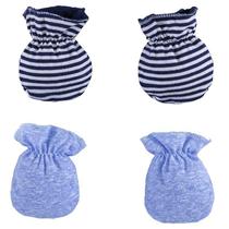 Kit 2 Pares Luva Bebê Azul Bebê Listrado Zip