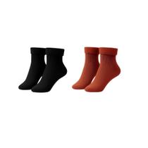 Kit 2 pares meia canelada térmica feminina pelúcia inverno