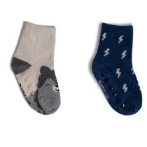Kit 2 Pares Meia Felpuda Antiderrapante Pimpolho Tamanho 21-25 (1-3 anos) Menino