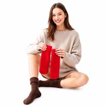 Kit 2 Pares Meia Feminina Térmica Canelada Peluciada Fleece Cano Médio Kit 2 Pares Meia Feminina Térmica Canelada Peluciada Fleece Cano Médio