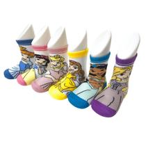 Kit 2 Pares Meia Jolitex Cano Curto Antiderrapante Disney Princesas