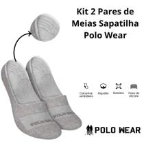 Kit 2 Pares Meia Polo Wear Sapatilha Algodão Com Silicone