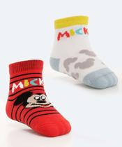 Kit 2 Pares Meias Infantil Antiderrapante Mickey Disne-29037