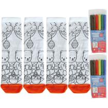 Kit 2 Pares Meias Infantil Para Pintar Colorir Personalizar Divertir Com Canetas Coloridas Hidrocor Menino Menina Kit 2 Pares Meias Infantil Para Pintar Colorir Personalizar Divertir Com Canetas Coloridas Hidrocor Menino Menina